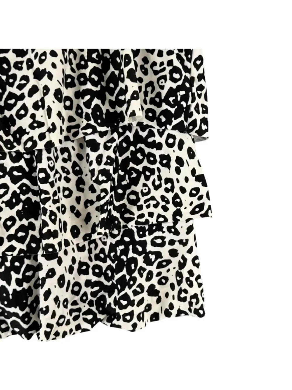 Maxine Womens Tiered Tankini Swim Top 18W Black White Leopard Adjustable Straps